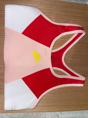 Nike Red and Light Pink Colorblock Sports Bra Girls Size LG Dri-fit